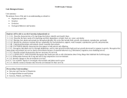 TASD Grade 3 Science Unit: Biological Science Unit summary