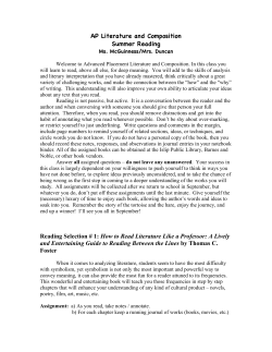 AP Literature and Composition Summer Reading Reading Selection