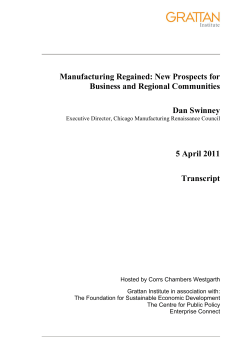Manufacturing Regained: New Prospects for