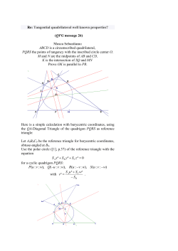 Re: Tangential quadrilateral well known properties? (QFG message