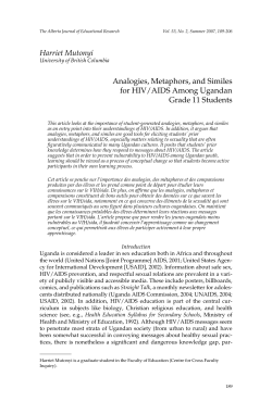 Harriet Mutonyi Analogies, Metaphors, and Similes for HIV/AIDS