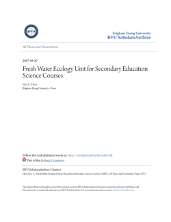 Fresh Water Ecology Unit for Secondary Education Science Courses