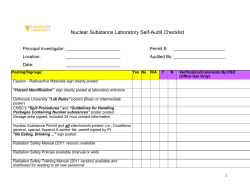 Nuclear Substance Laboratory Self-Audit Checklist