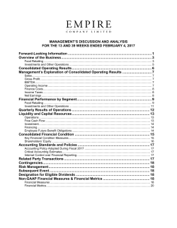 Management`s Discussion and Analysis