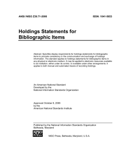 ANSI/NISO Z39-71-2006, Holdings Statements for Bibliographic Items