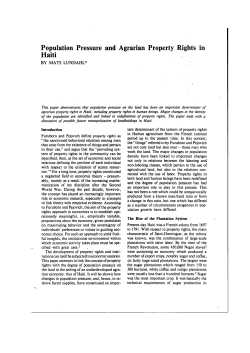 Population Pressure and Agrarian Property Rights in Haiti