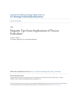 Etiquette Tips Some Implications of `Process Federalism`
