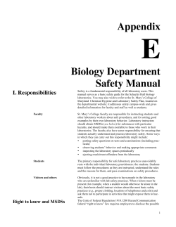 Biology Safety Manual - St. Mary`s College of Maryland