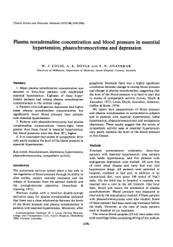 Plasma Noradrenaline Concentration and Blood