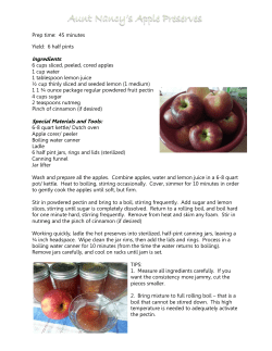 Prep time: 45 minutes Yield: 6 half pints Ingredients: 6 cups sliced