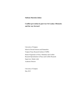 Conflict prevention in post-war Sri Lanka: Obstacles and