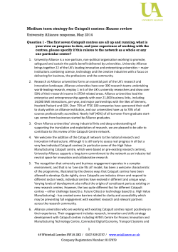 1 Medium term strategy for Catapult centres: Hauser review