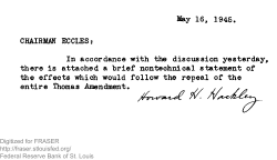 Thomas Amendment and the Situation if It Were Repealed