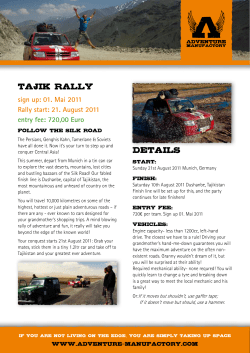 Tajik Rally Details - Adventure Manufactory