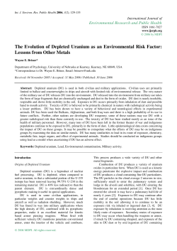 The Evolution of Depleted Uranium as an Environmental Risk Factor