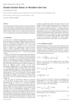 Doubly-Excited States of Beryllium-Like Ions