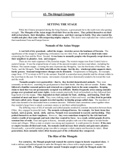 SETTING THE STAGE Nomads of the Asian Steppe