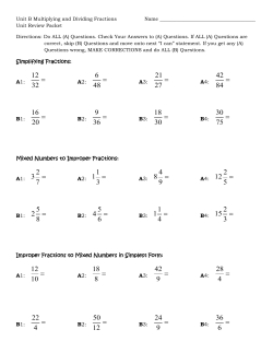 Simplifying Fractions: A1: A2: A3: A4: B1: B2: B3: B4: Mixed