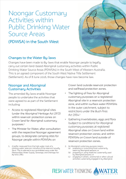 Noongar customary activities within Public Drinking Water Source
