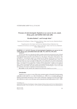 Presence of enterotoxigenic Staphylococcus aureus in cow, camel
