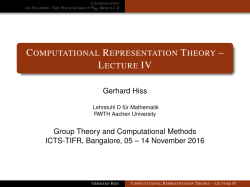 Computational Representation Theory &ndash; Lecture IV