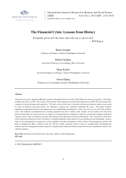 The Financial Crisis: Lessons from History