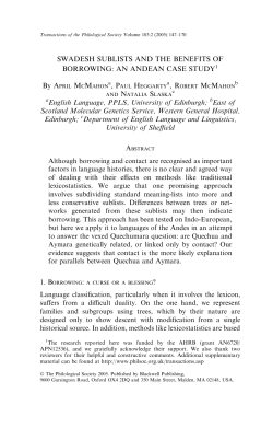 SWADESH SUBLISTS AND THE BENEFITS OF BORROWING: AN