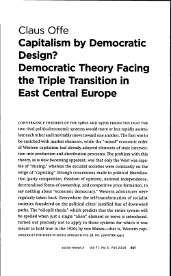 Claus Offe Capitalism by Democratic Design?