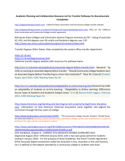 T Resource List for Transfer Pathways for Baccalaureate Completion