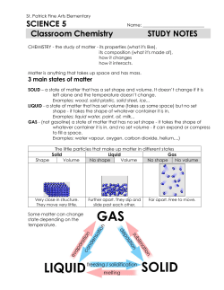 SCIENCE 5 Classroom Chemistry STUDY NOTES