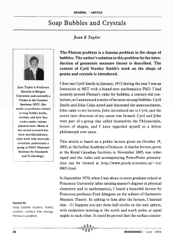 Soap Bubbles and Crystals - Indian Academy of Sciences