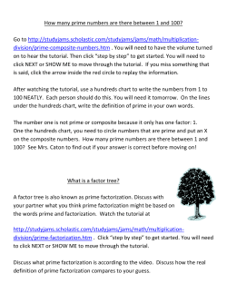 How many prime numbers are there between 1 and 100? Go to http