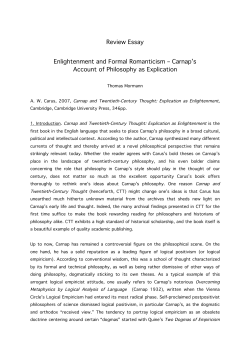 Review Essay Enlightenment and Formal Romanticism