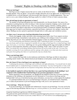 Tenants` Rights in Dealing with Bed Bugs