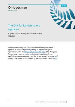 The OIA for Ministers and agencies