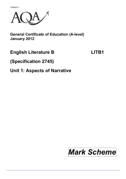 A Level English Literature B Mark Scheme Unit 1