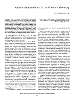 Alcohol Determination in the Clinical Laboratory