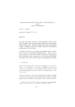 SOCIOCULTURAL AND POLITICAL VALUES IN SELECTED PLAYS