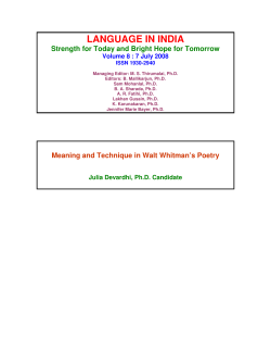 Meaning and Technique in Walt Whitman`s Poetry