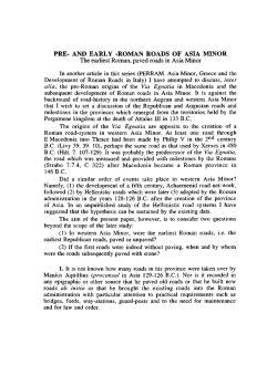 PRE- AND EARLY -ROMAN ROADS OF ASIA MINOR The earliest