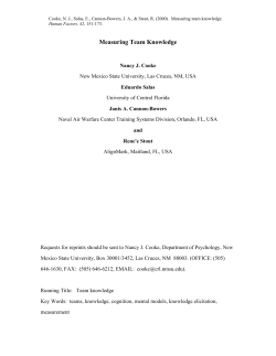 (2000). Measuring team knowledge. Human Factors