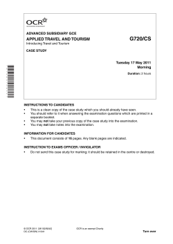 Unit G720 - Introducing travel and tourism - Case study