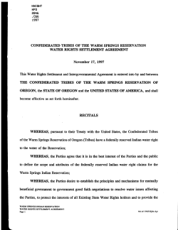 CONFEDERATED TRIBES OF THE WARM SPRINGS