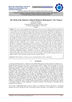 The Myth of the Superior Cultural Model in Shakespeare`s