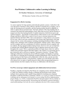 PeerWisdom: Collaborative online Learning in Biology Dr Heather