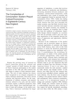 The Complexities of Consumption: Eastern Pequot Cultural