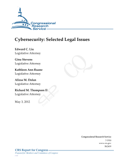 Cybersecurity: Selected Legal Issues