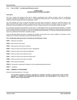 Form 45-108F1 &ndash; Crowdfunding Offering Document