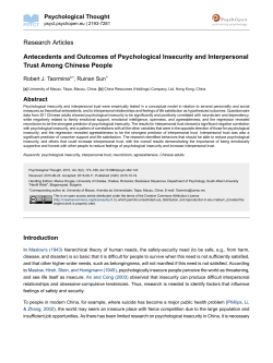 Antecedents and Outcomes of Psychological Insecurity and