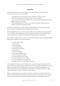 How I Write, Ireland: An Interview with Tom Moylan Regional Writing